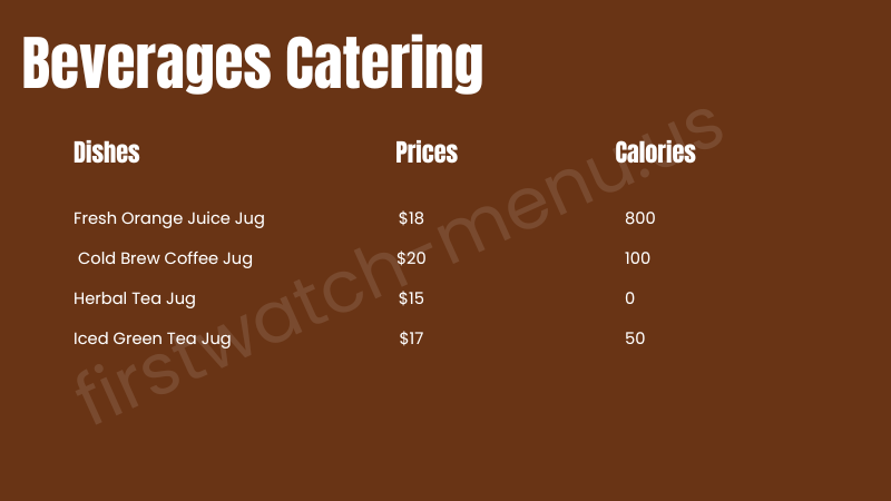 First Watch Beverages Catering Options